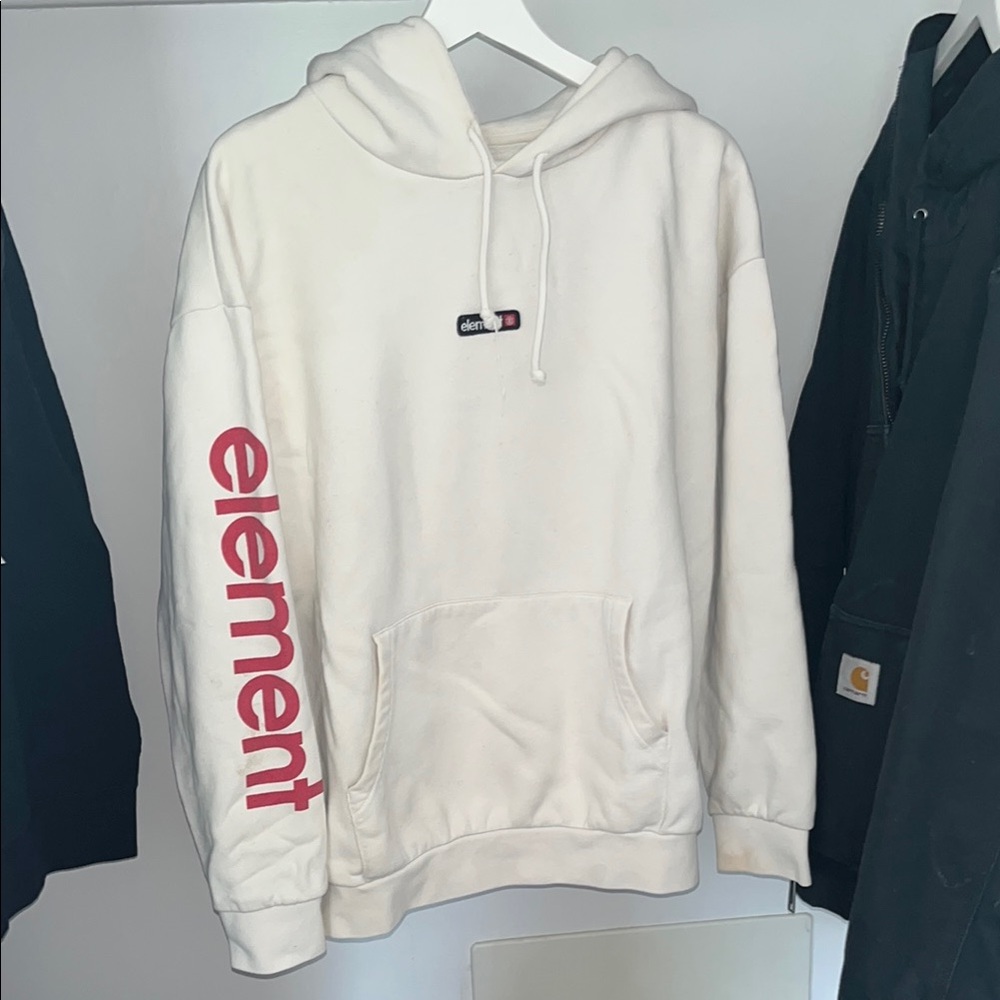 Element White and Red Hoodie Sweatshirt